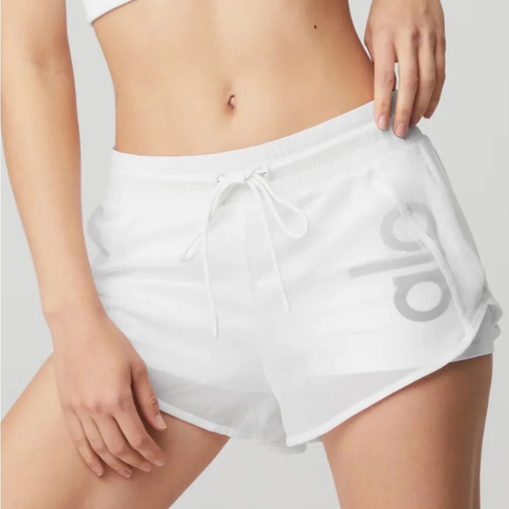 alo x-small white shorts